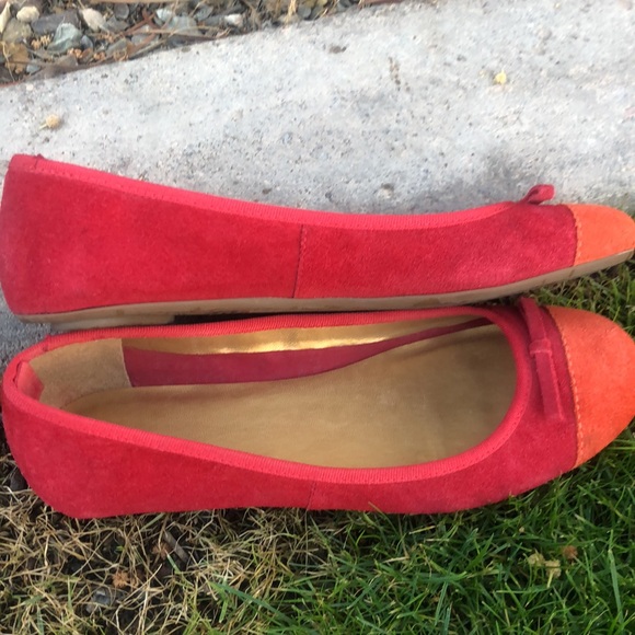 GAP Two Tone Colorful Dainty Round Toe Suede-like Ballet Flats with Bow! Size 6. - Picture 7 of 9